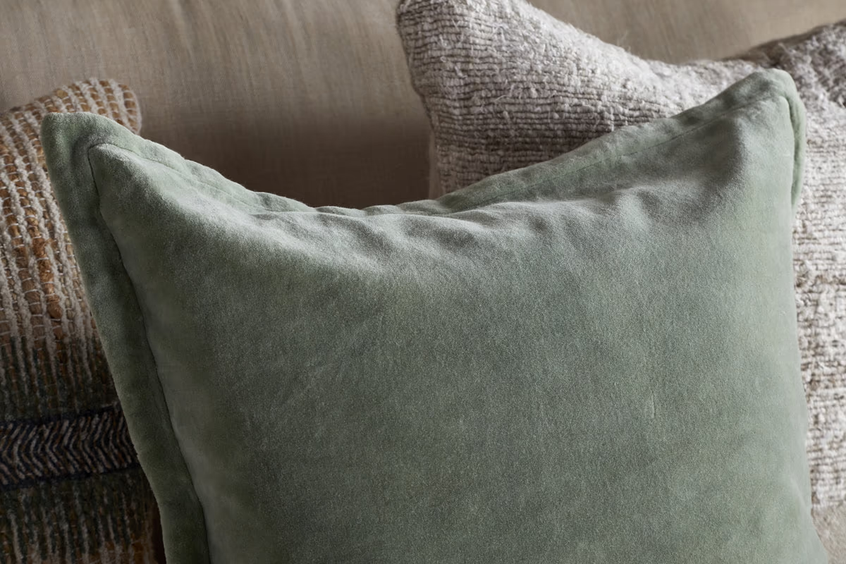 Nkuku - Menmai Velvet Cushion Cover - Eucalyptus - Without Cushion Inner