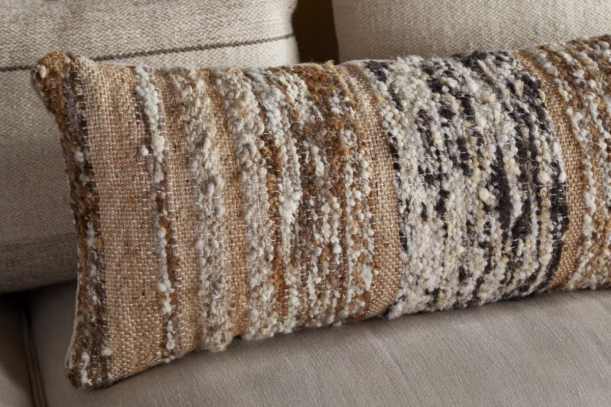 Nkuku - Maua Statement Boucle Lumbar Cushion Cover - Mocha - Without Cushion Inner