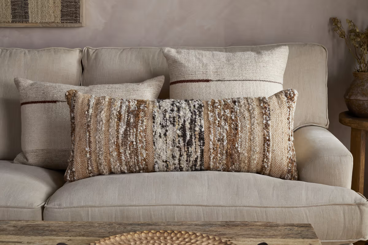 Nkuku - Maua Statement Boucle Lumbar Cushion Cover - Mocha - Without Cushion Inner