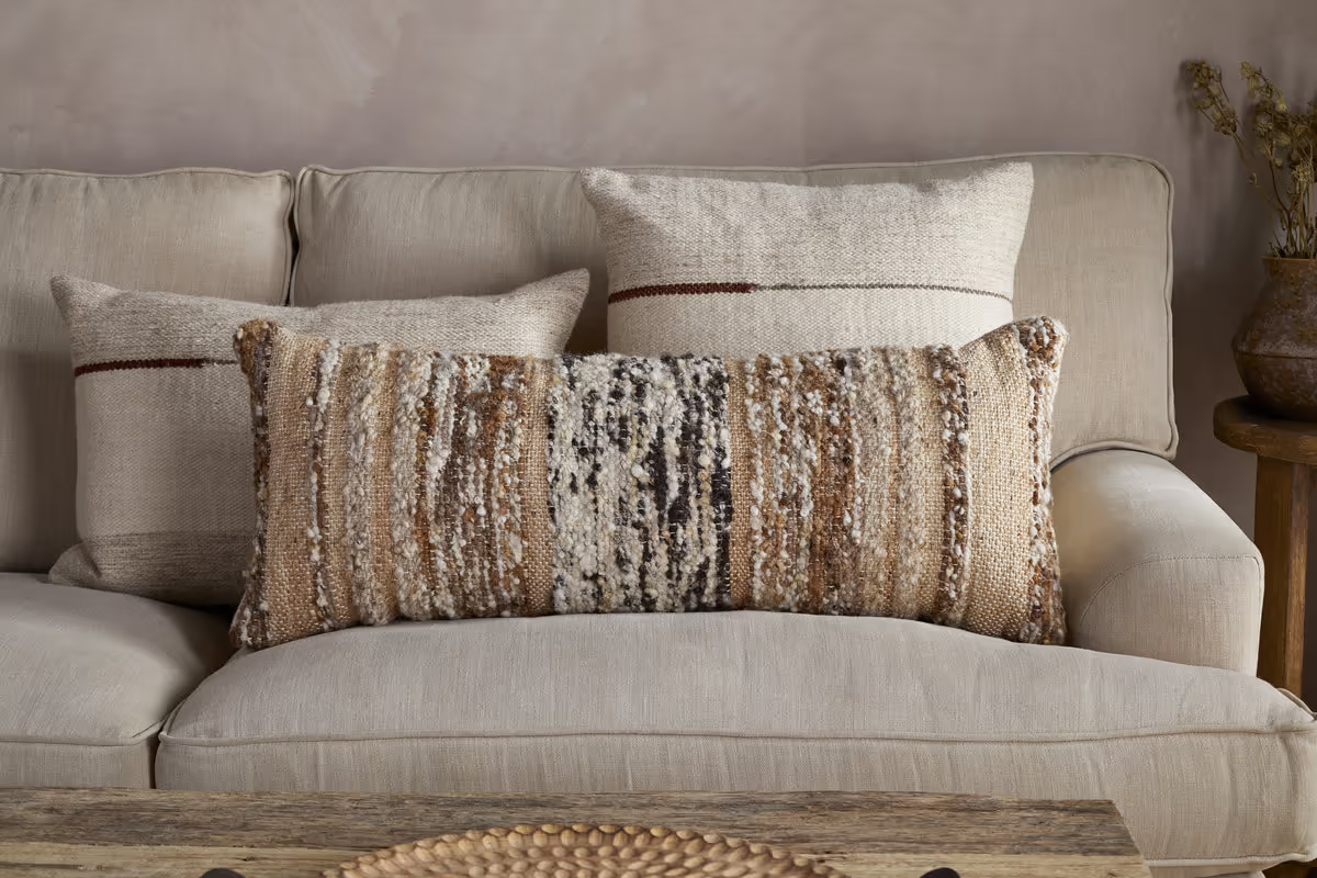 Nkuku - Maua Statement Boucle Lumbar Cushion Cover - Mocha - Without Cushion Inner