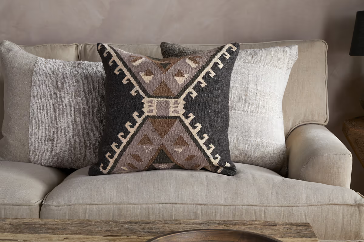 Nkuku - Shukhi Wool & Cotton Cushion Cover - Black & Brown
