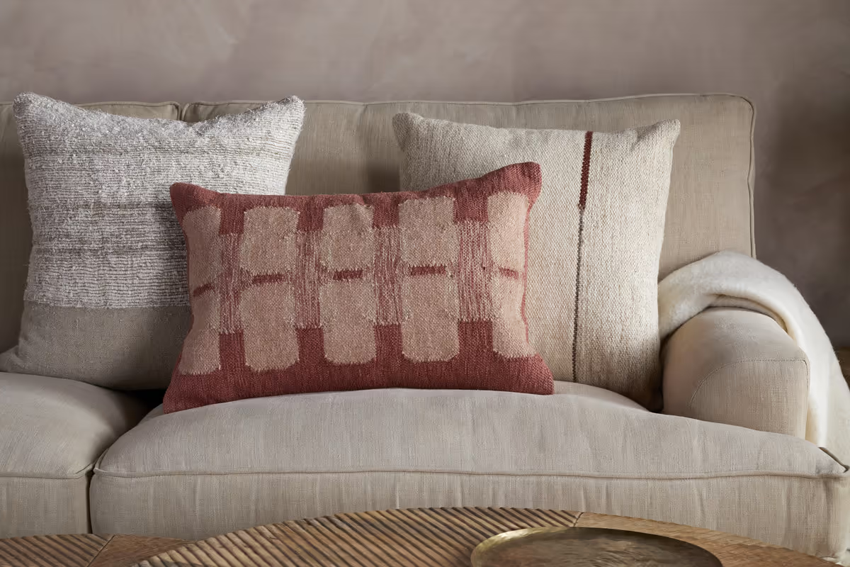 Nkuku - Akki Wool & Cotton Cushion Cover - Dusty Pink - Without Cushion Inner