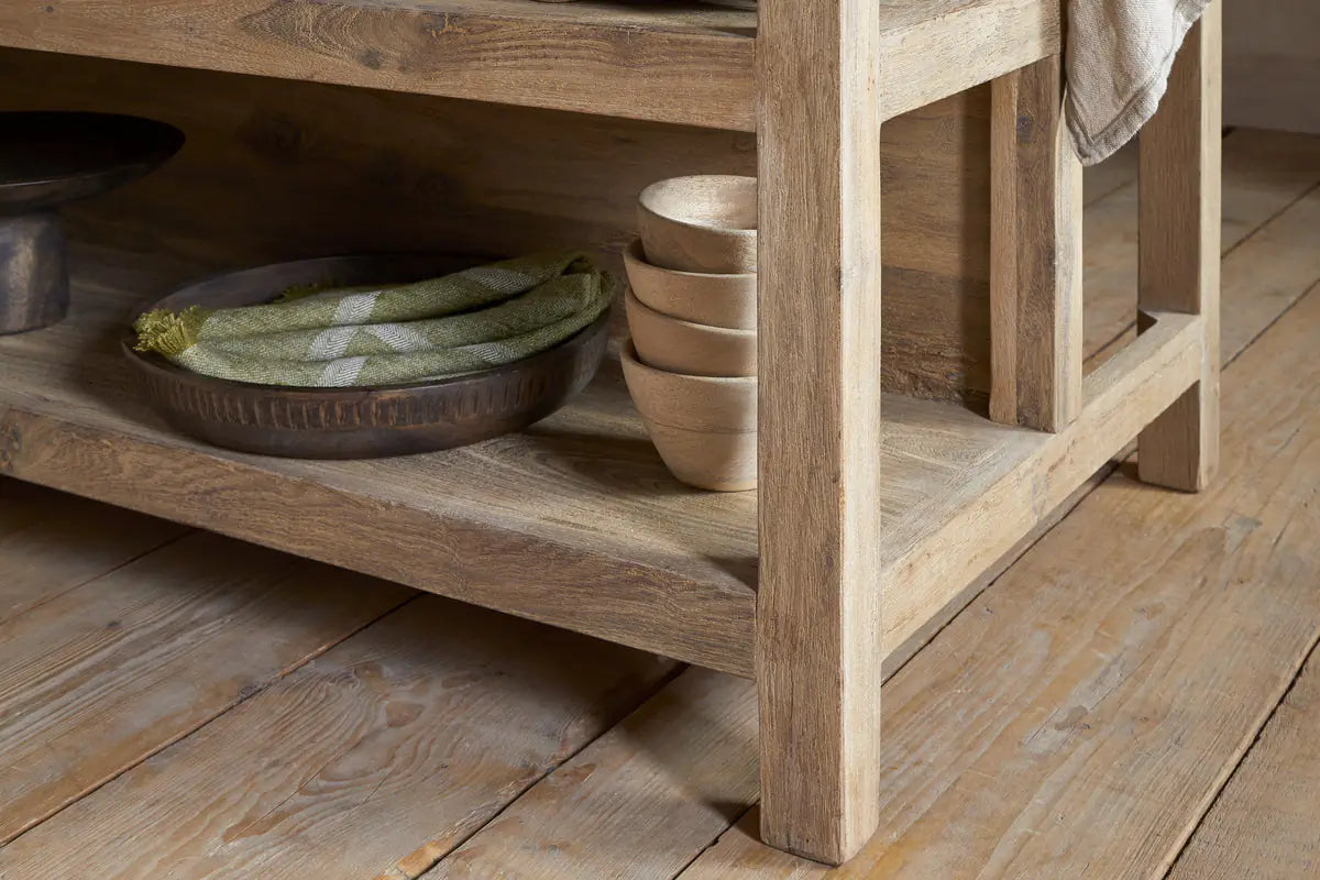 Nkuku - Tivu Reclaimed Wood Kitchen Island - Natural