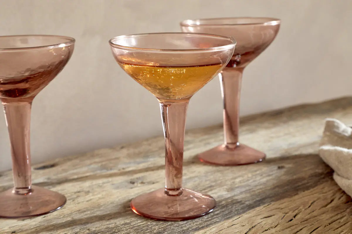 Nkuku - Yala Hammered Champagne Coupe - Dusty Terracotta - (Set of 4)