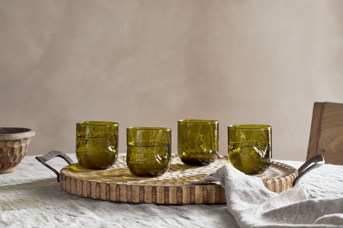 Nkuku - Chandani Tumbler - Green - Short (Set of 4)