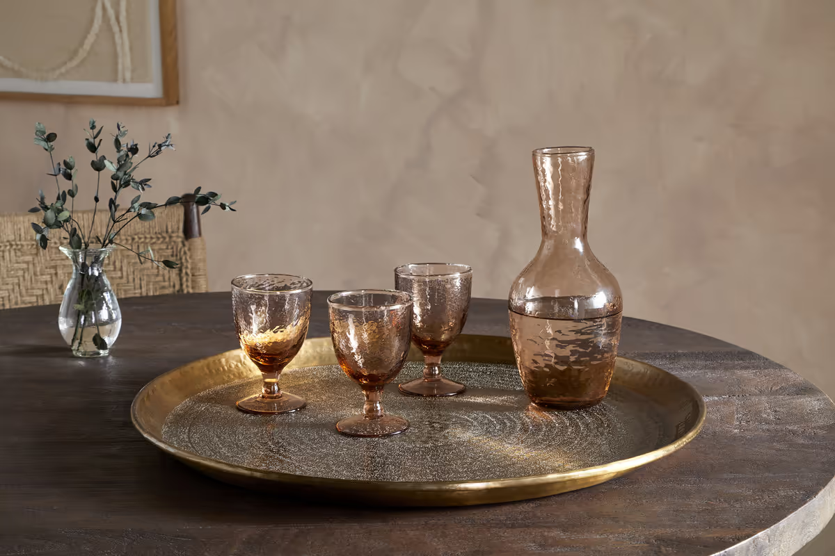 Nkuku - Dhanya Round Tray - Antique Brass - Large