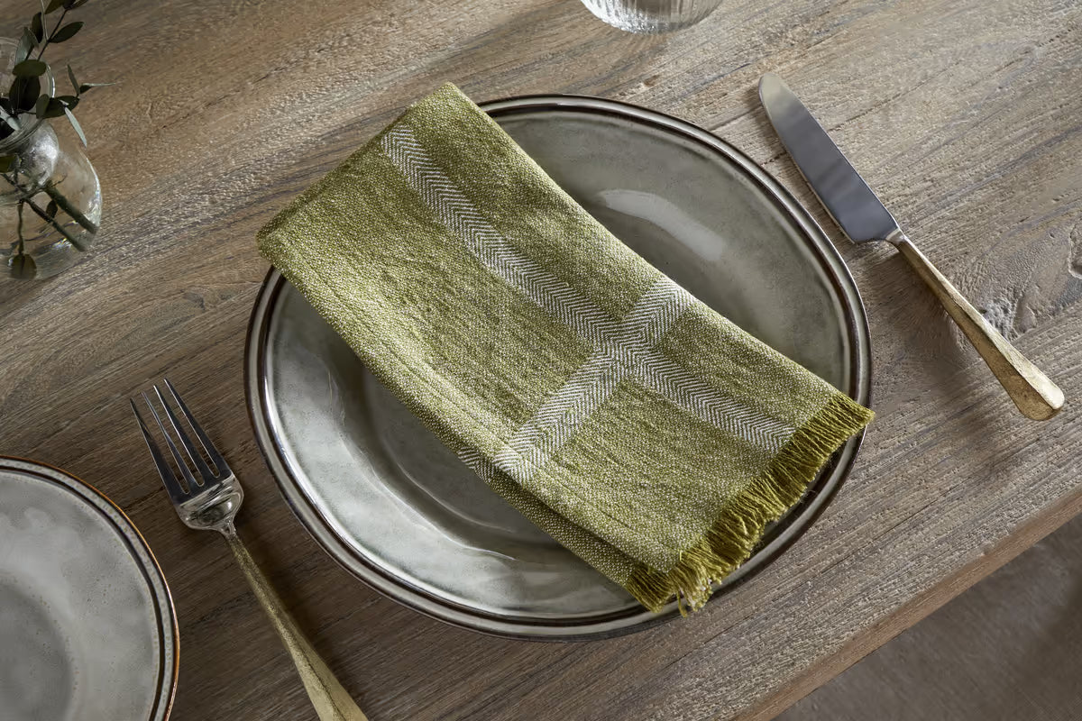 Nkuku - Shanta Napkin - Green - Without Napkin Rings