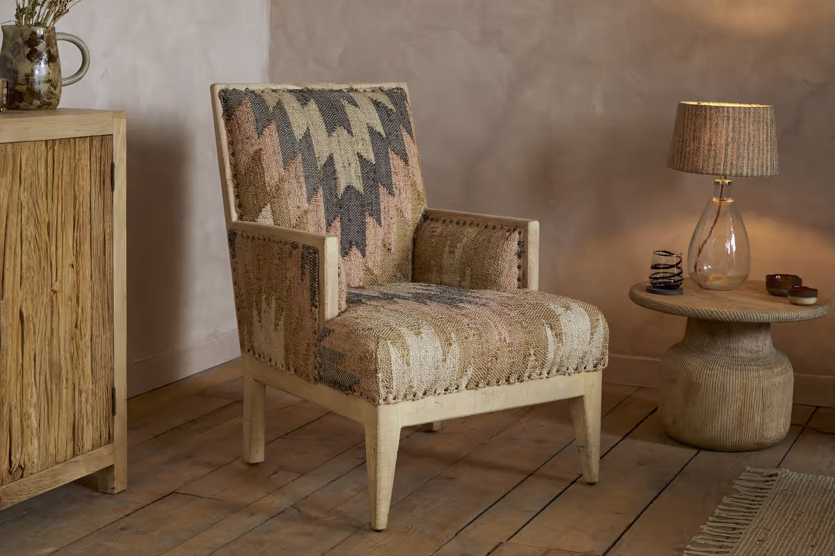 Nkuku - Chhavi Kilim Upholstered Armchair - Multi