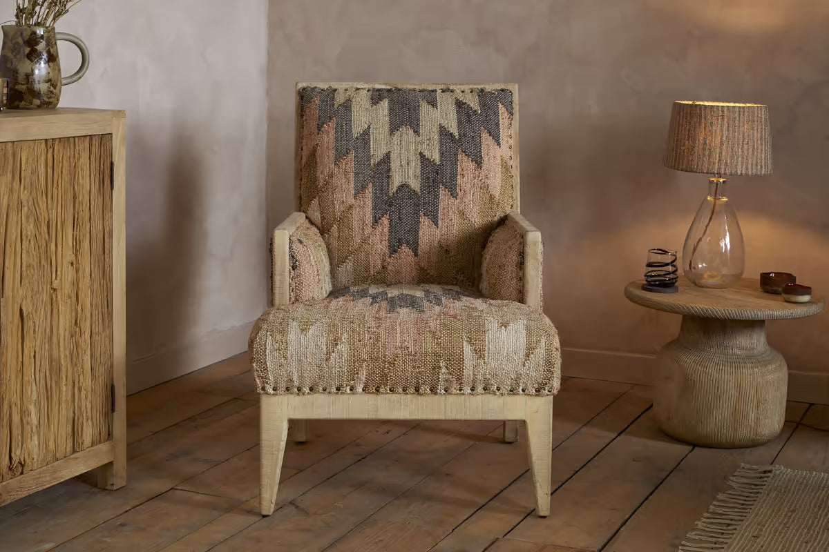 Nkuku - Chhavi Kilim Upholstered Armchair - Multi