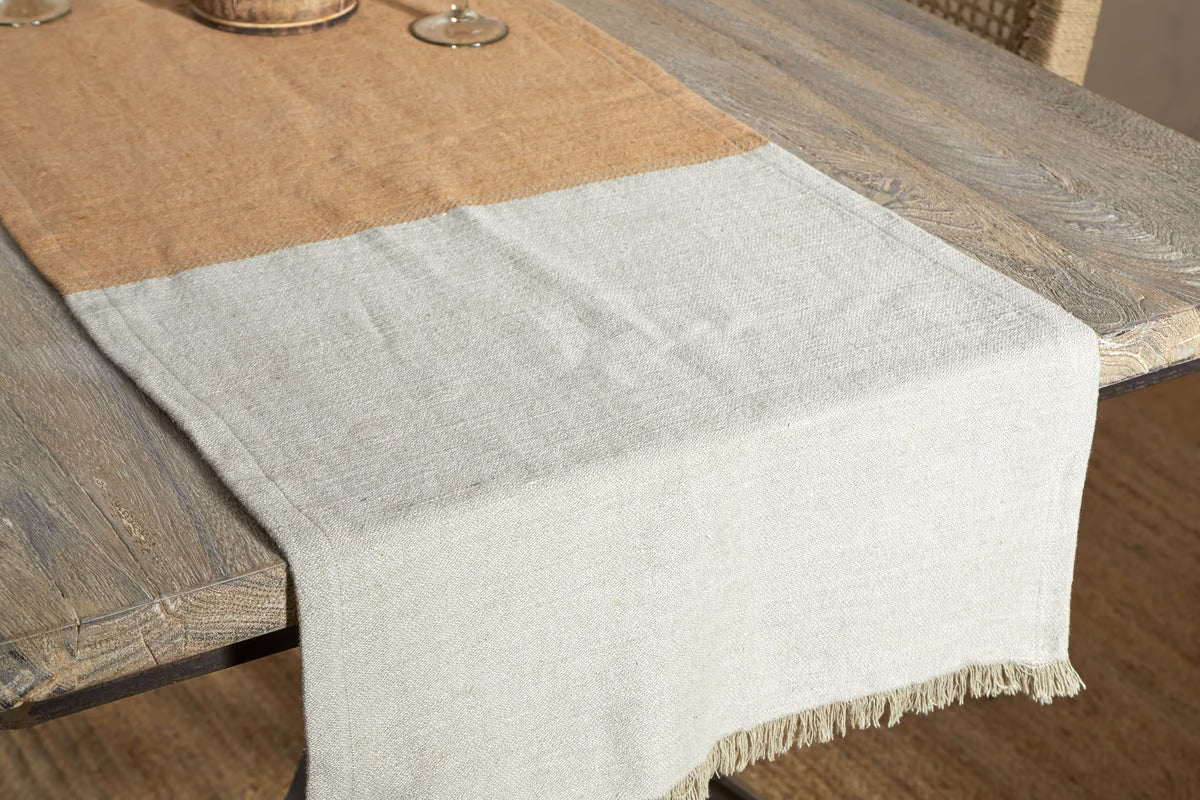 Nkuku - Geet Table Runner - Natural & Rust