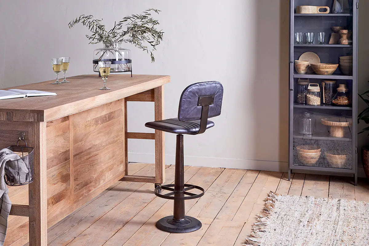 Nkuku - Narwana Bar Chair - Aged Black