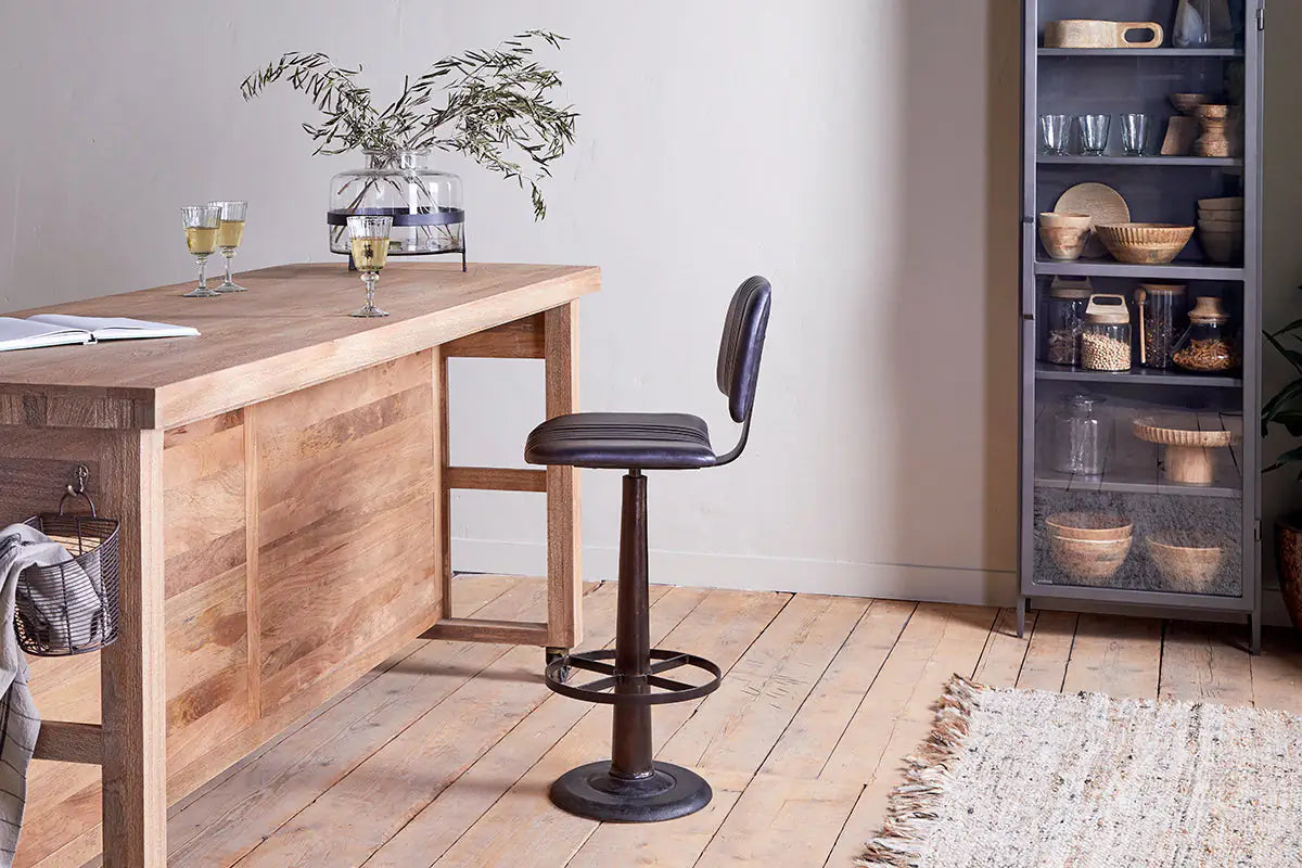 Nkuku - Narwana Bar Chair - Aged Black