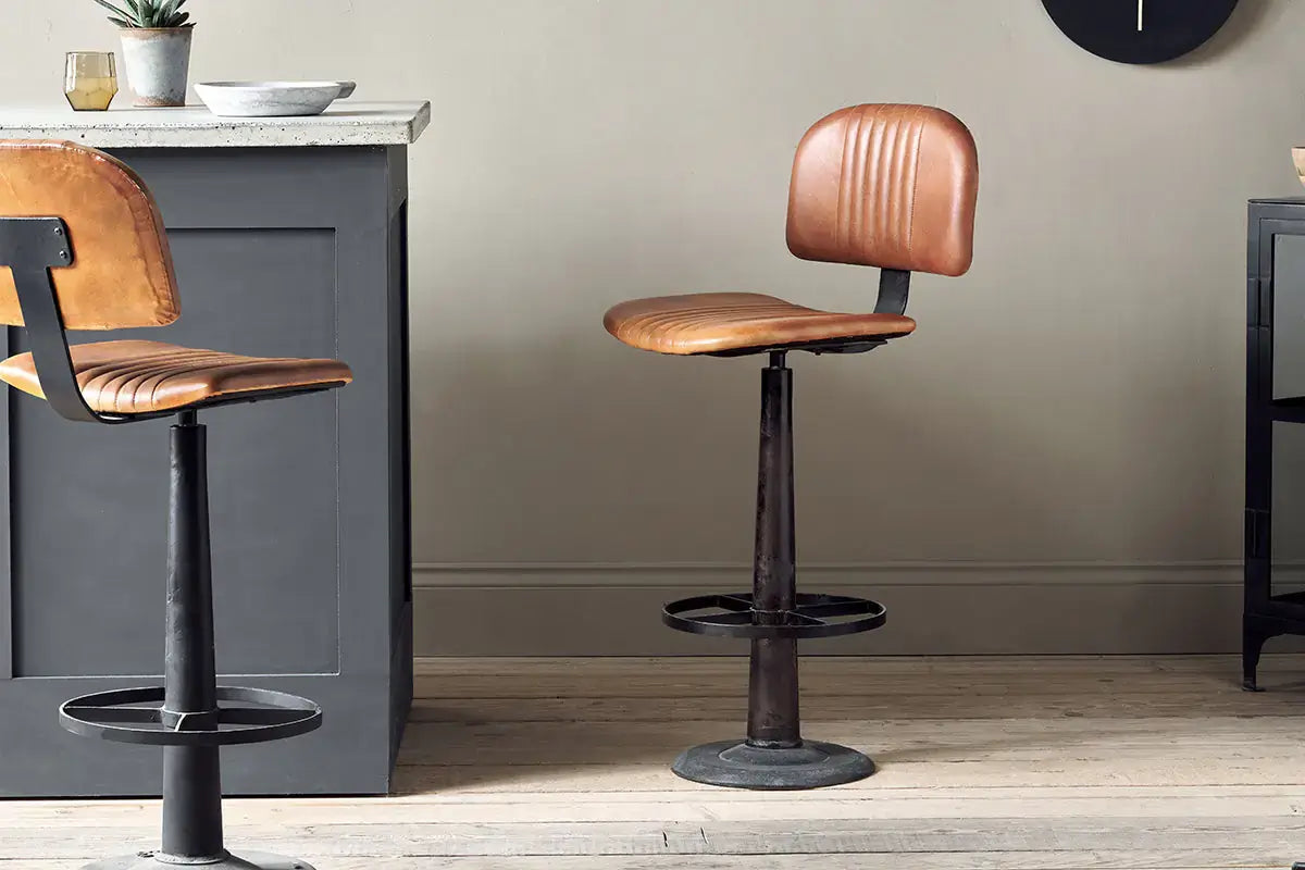 Nkuku - Narwana Bar Chair - Aged Tan