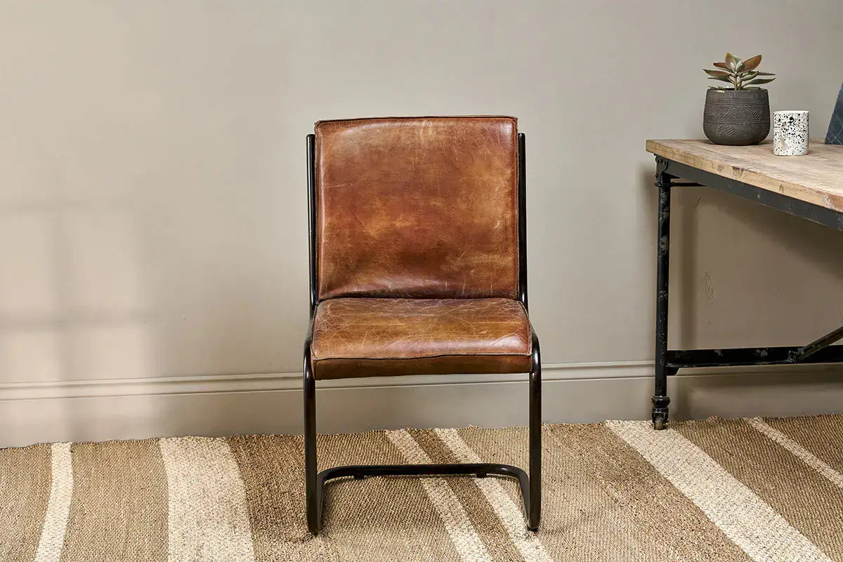 Nkuku - Narwana Leather Desk Chair - Aged Tan