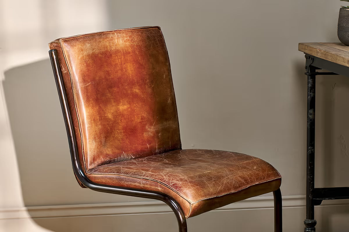 Nkuku - Narwana Leather Desk Chair - Aged Tan