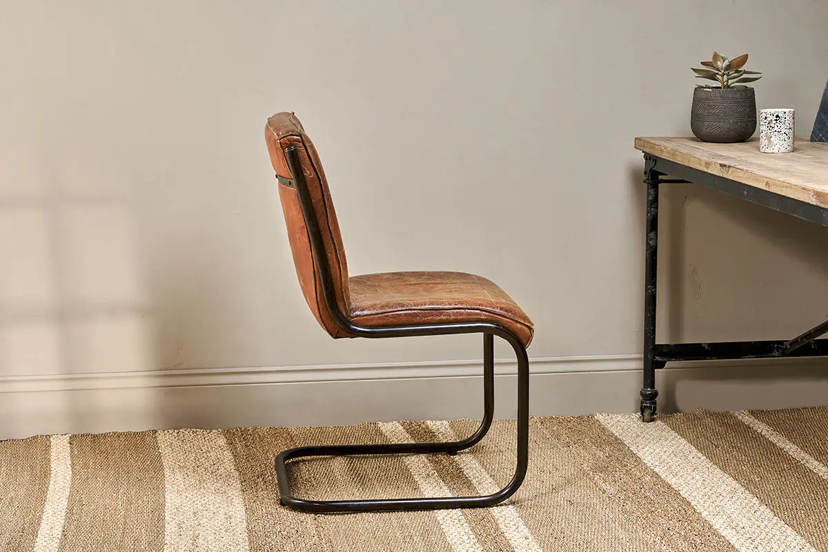 Nkuku - Narwana Leather Desk Chair - Aged Tan