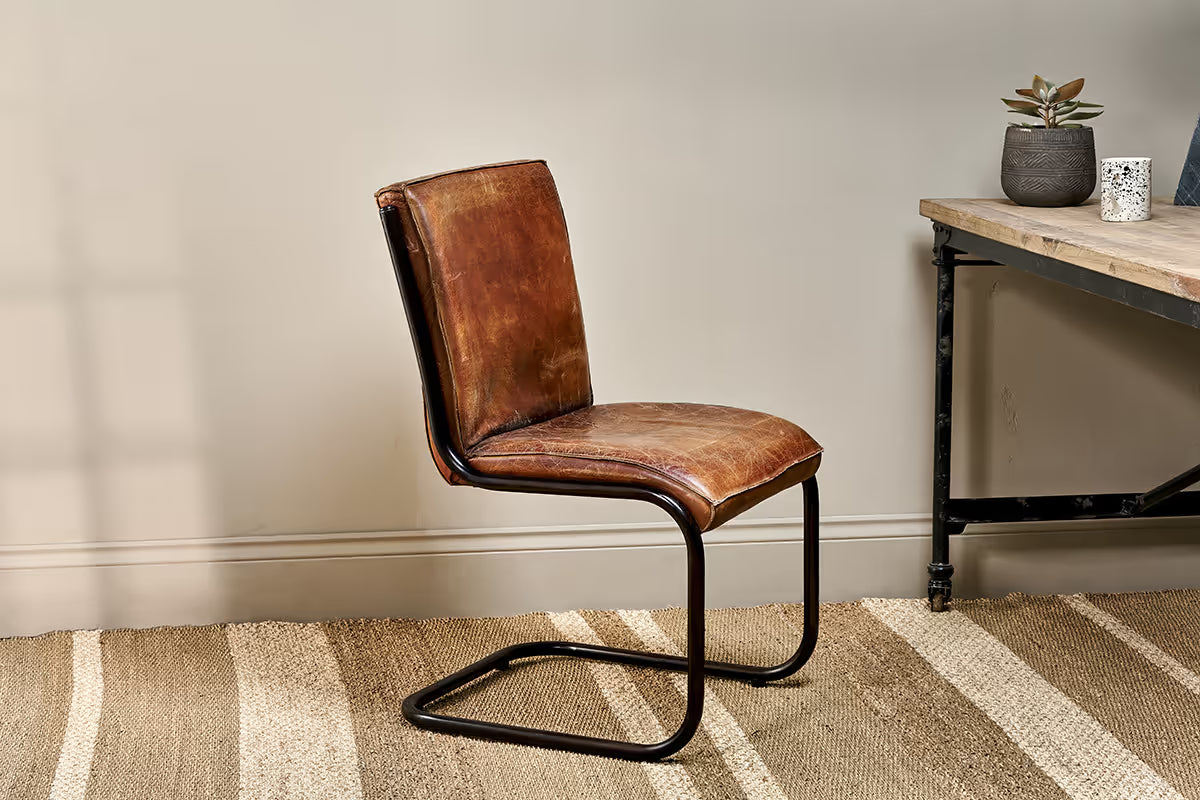 Nkuku - Narwana Leather Desk Chair - Aged Tan