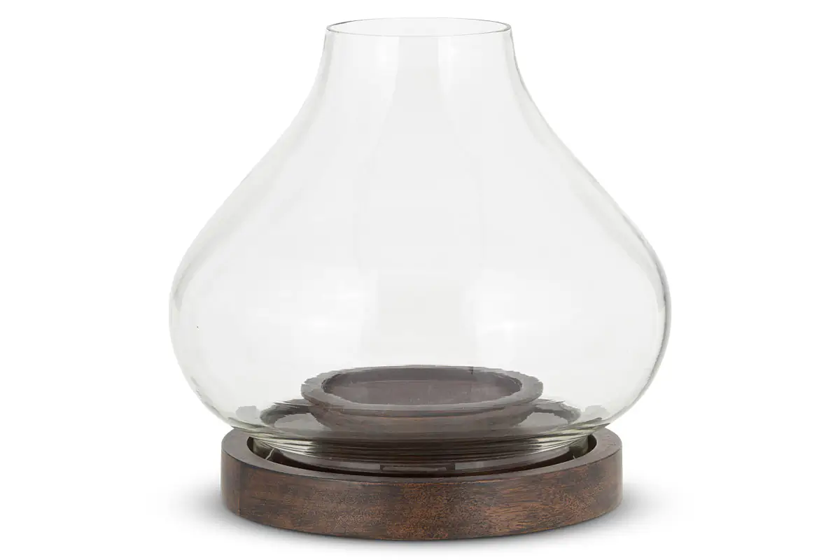 Nkuku - Naryla Mango Wood Lantern - Dark Stain & Clear - Large