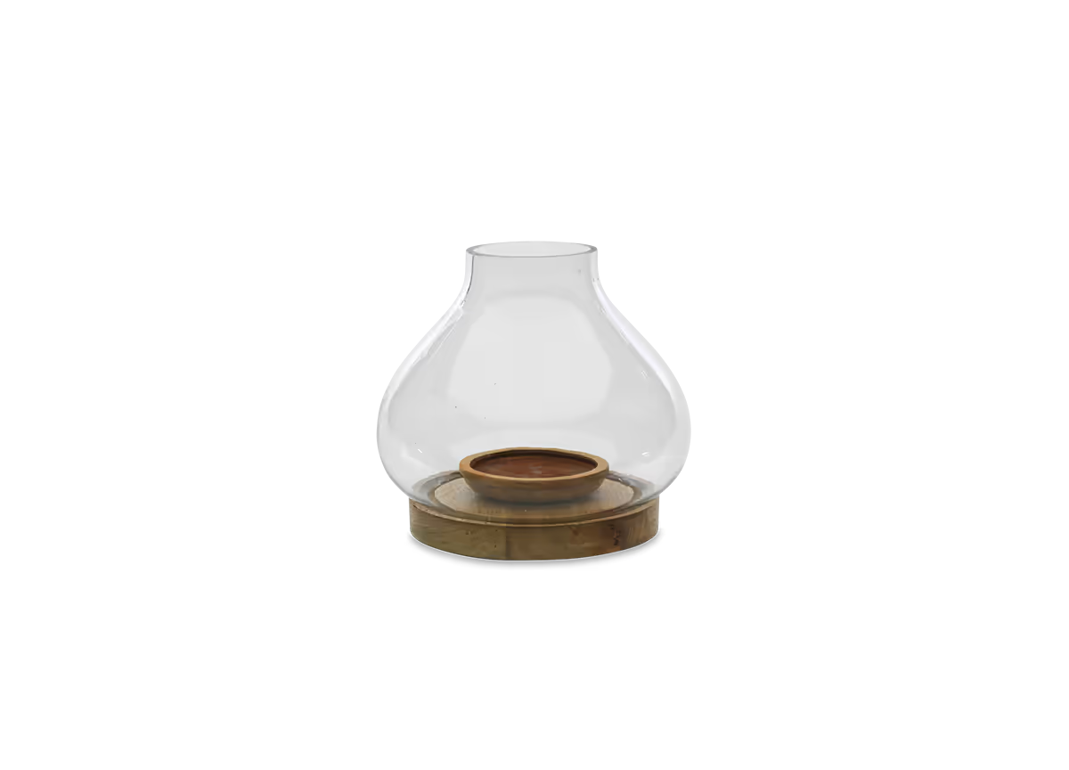 Nkuku - Naryla Mango Wood Lantern - Natural - Large 23 x 25cm (dia)