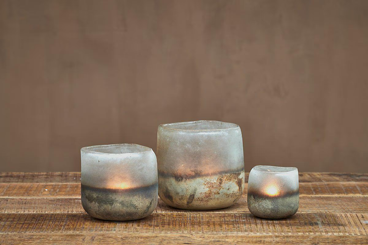 Nkuku - Ngolo Tealight Holder - Aged Smoke - Medium