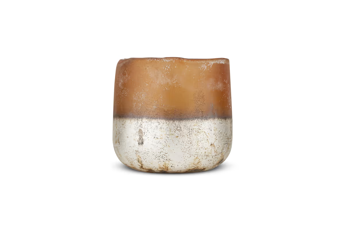 Nkuku - Ngolo Tealight Holder - Antiqued Amber - Small