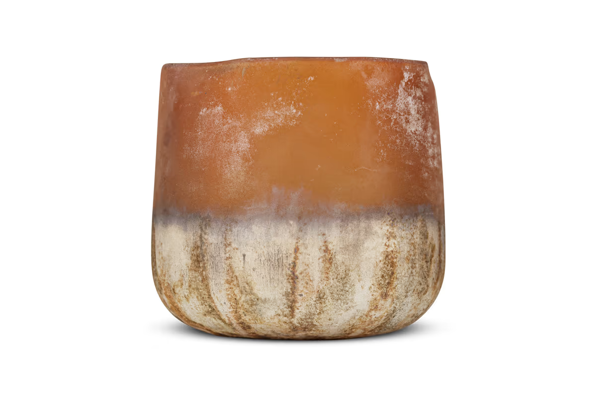 Nkuku - Ngolo Tealight Holder - Antiqued Amber - Medium