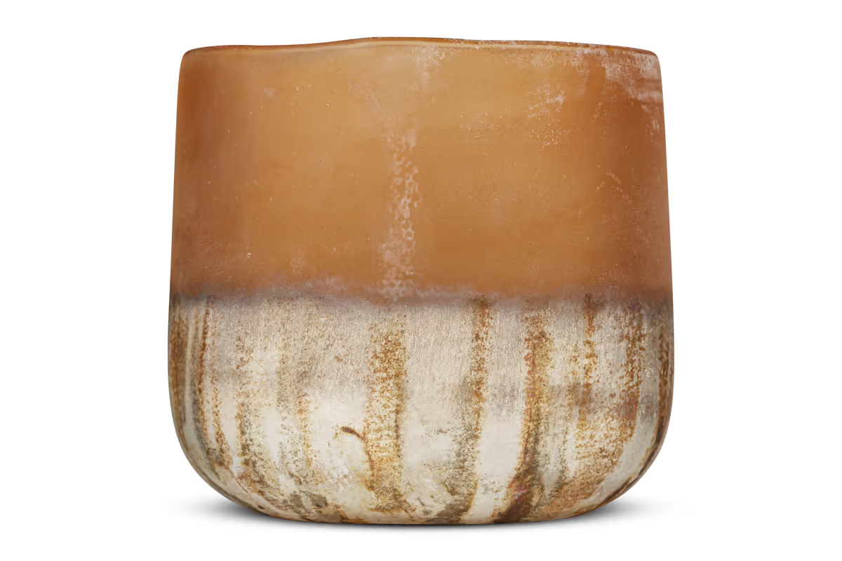 Nkuku - Ngolo Tealight Holder - Antiqued Amber - Large