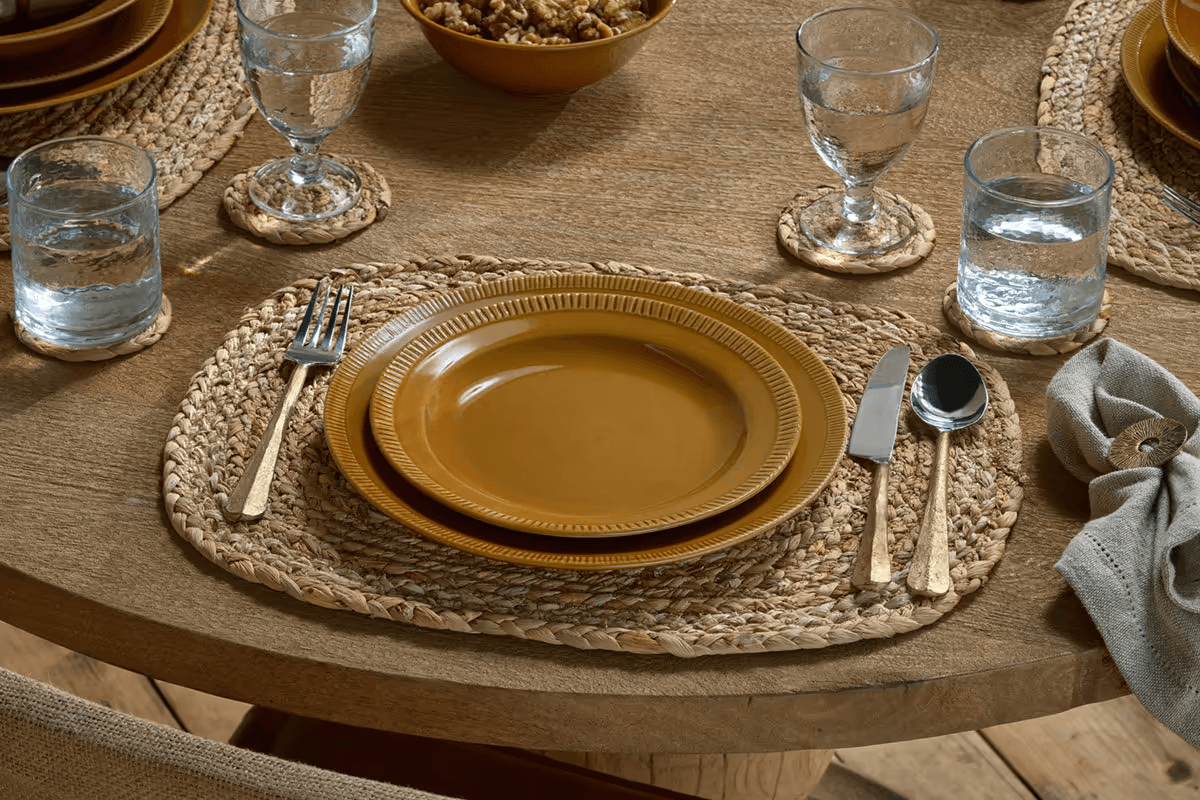 Nkuku - Nuwara Dinnerware Set - Mustard (Set of 12)