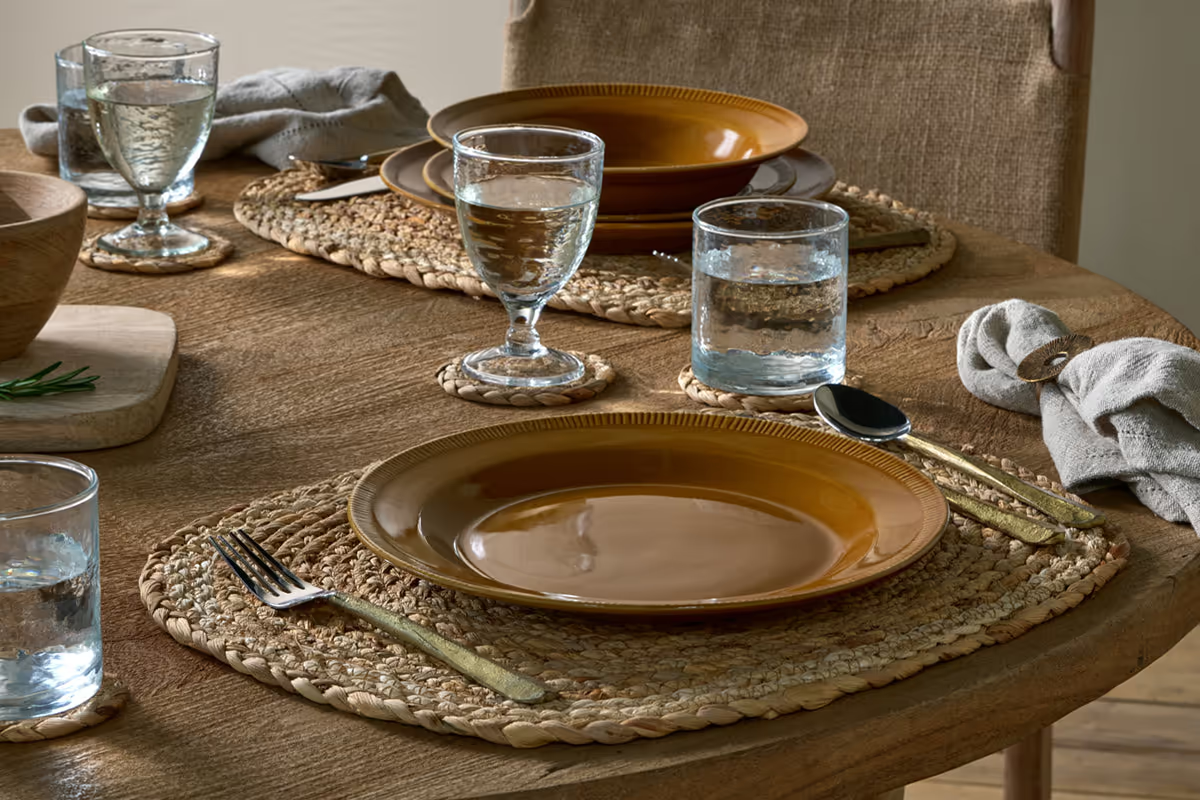 Nkuku - Nuwara Dinnerware Set - Mustard (Set of 12)