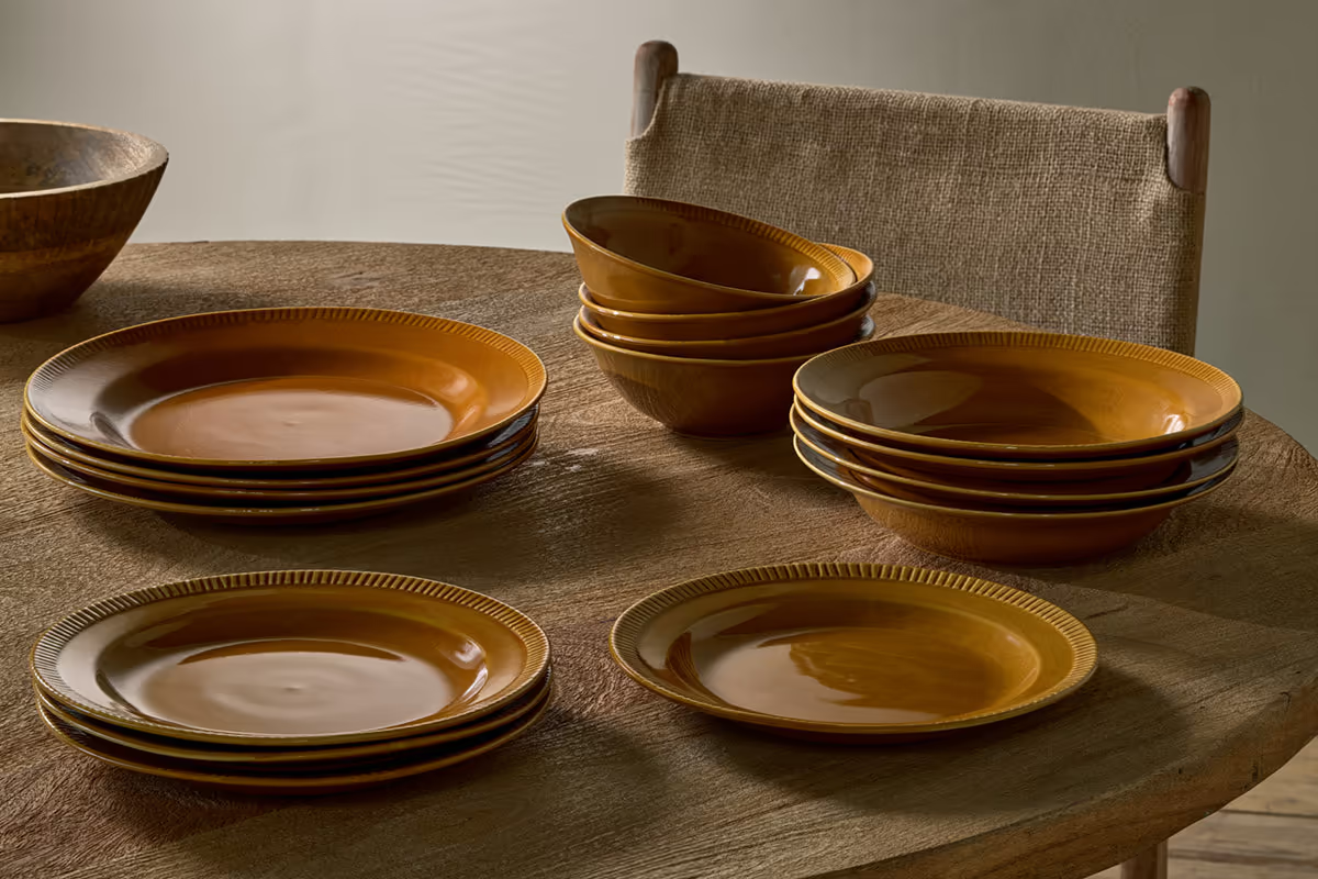 Nkuku - Nuwara Dinnerware Set - Mustard (Set of 12)