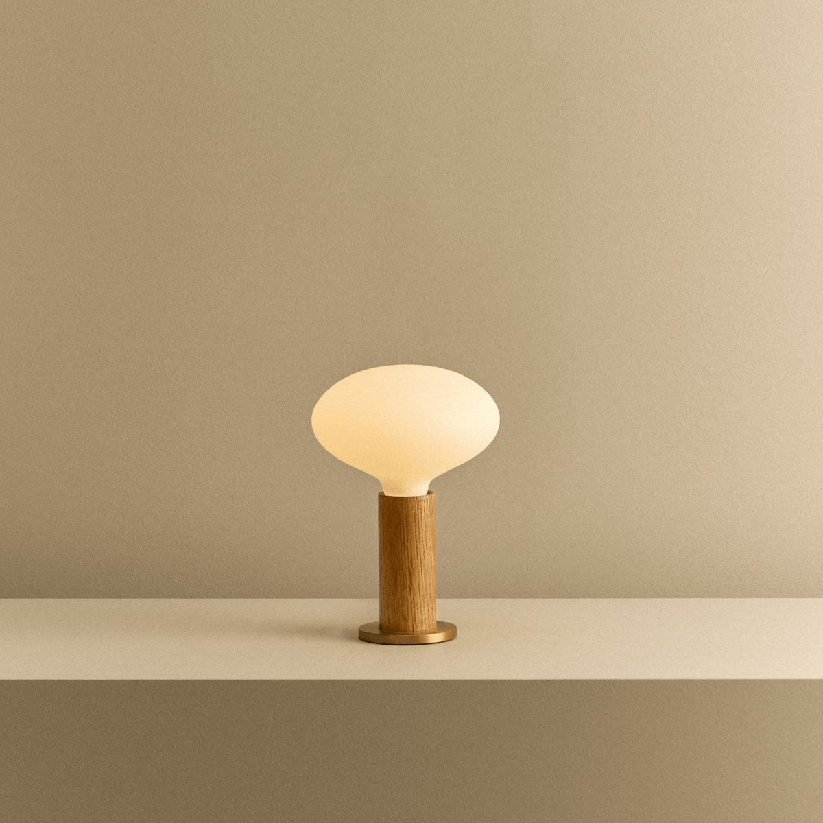 Tala Knuckle Table Lamp in Oak + Oval Dim to Warm