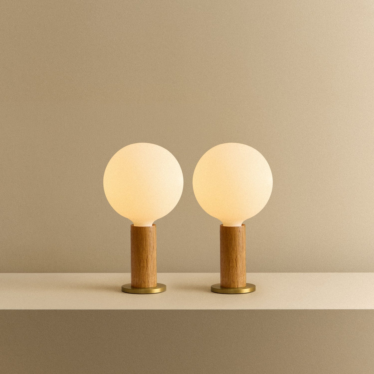 Tala Tala Knuckle Table Lamp in Oak + Sphere IV Set of 2