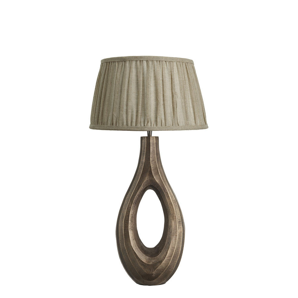 Industville - Ornate Ellipse Table Lamp - Brass Base - Pleated Empire Linen Shade