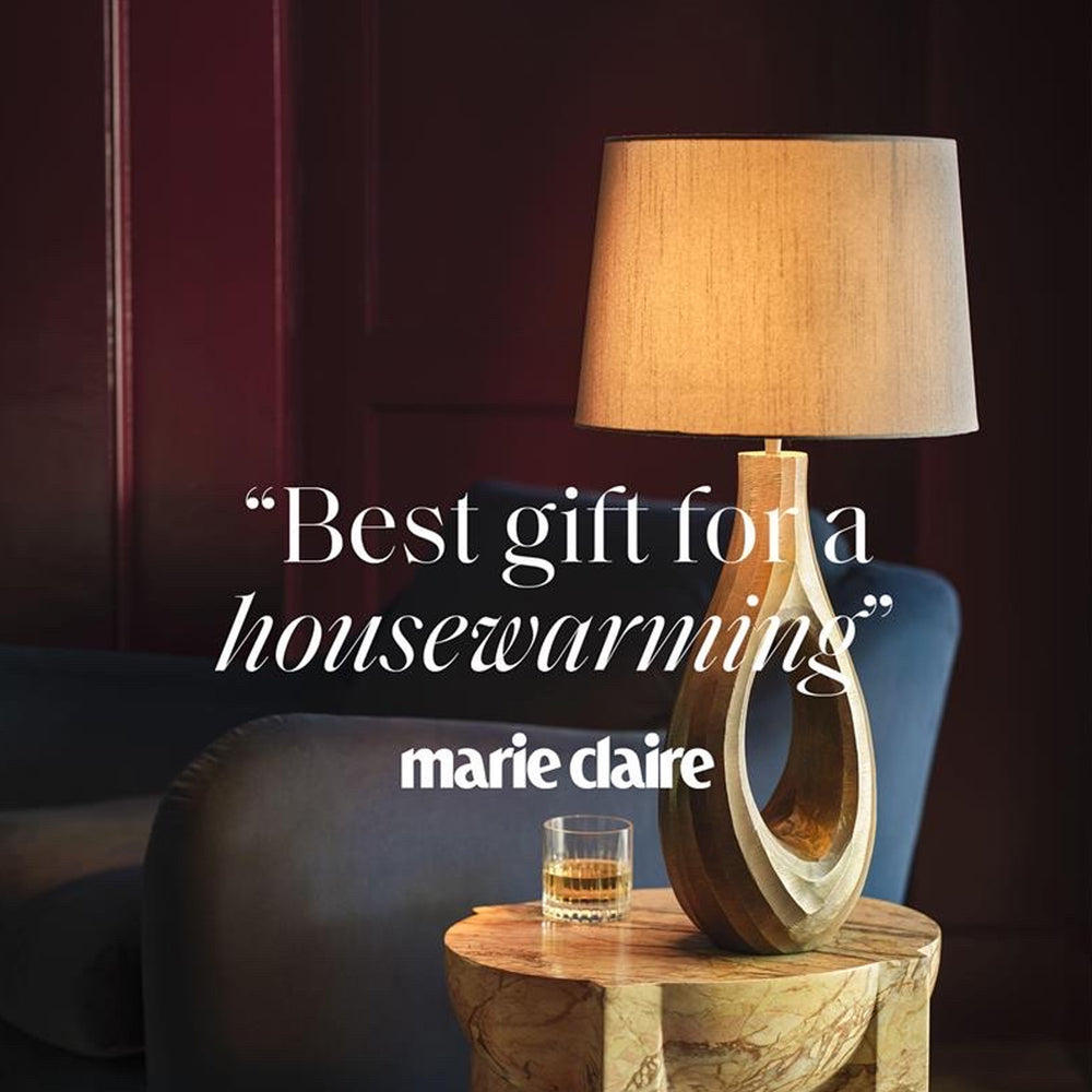 Industville - Ornate Ellipse Table Lamp - Pewter Base - Empire Cotton Shade