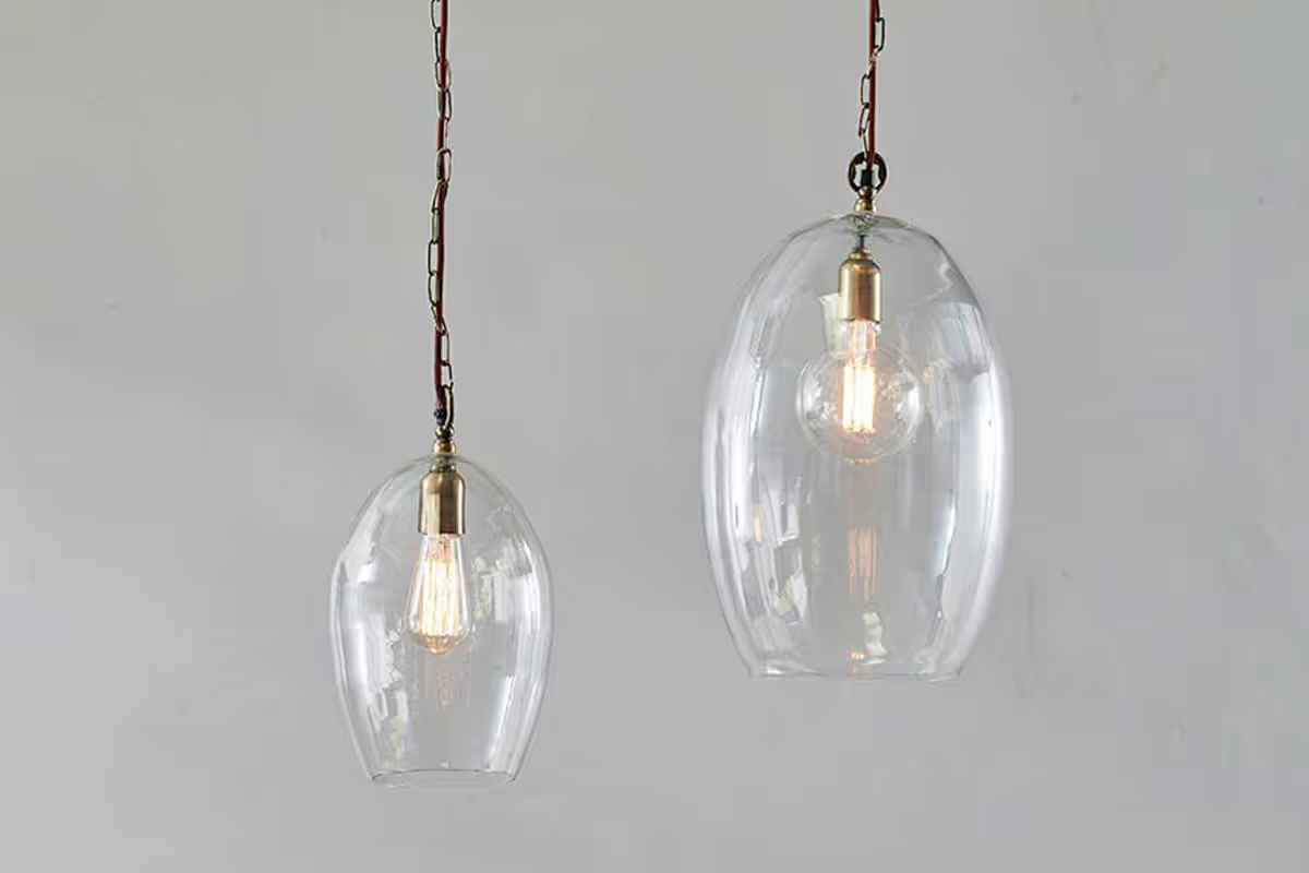 Nkuku - Otoro Recycled Glass Pendant Light - Clear - Large Oval