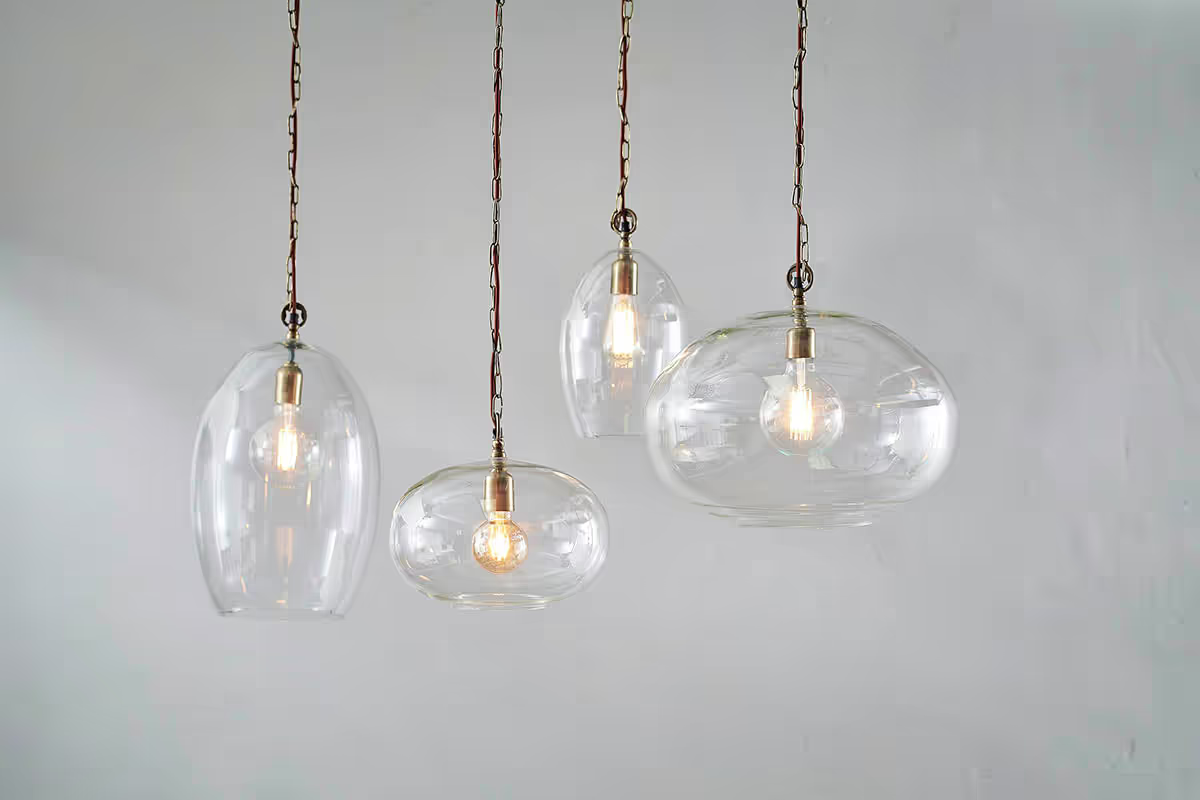 Nkuku - Otoro Recycled Glass Pendant Light - Clear - Large Oval