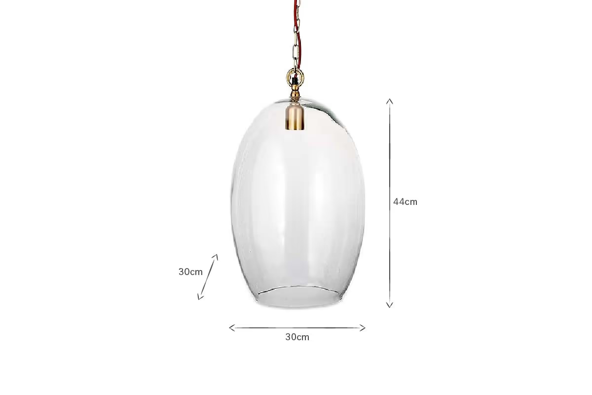 Nkuku - Otoro Recycled Glass Pendant Light - Clear - Large Oval