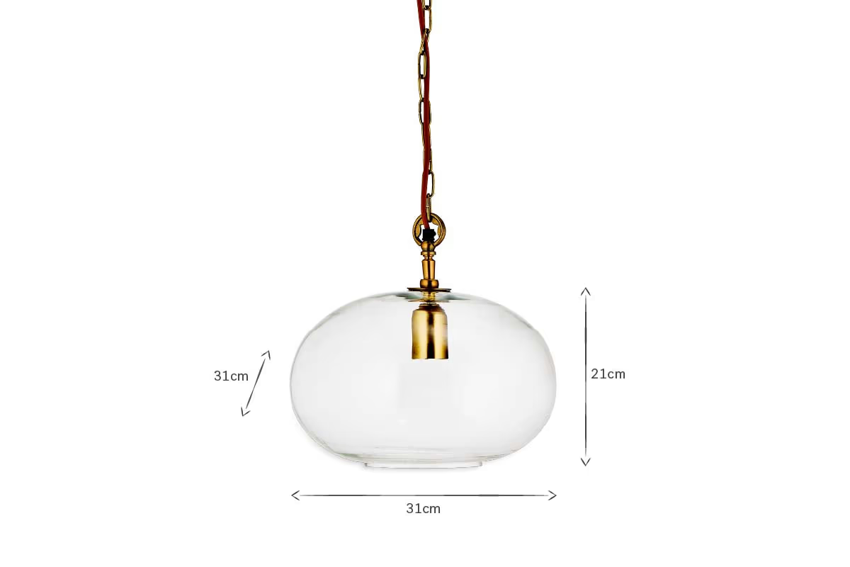 Nkuku - Otoro Recycled Glass Pendant Light - Clear - Small Round