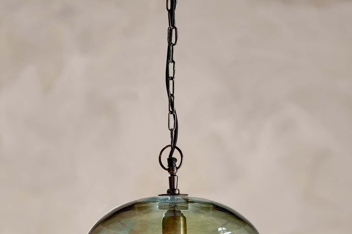 Nkuku - Otoro Recycled Glass Pendant Light - Green - Small Round