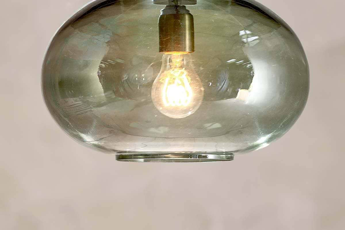 Nkuku - Otoro Recycled Glass Pendant Light - Green - Small Round