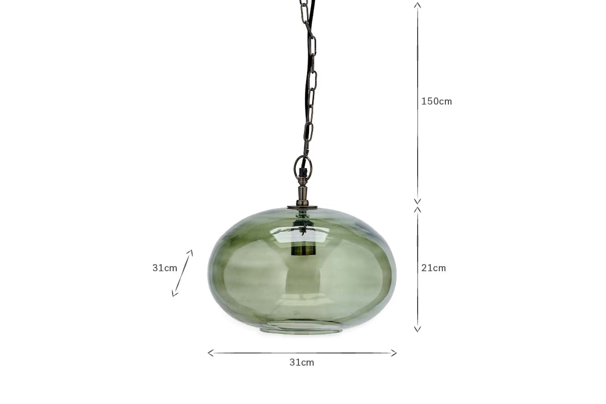 Nkuku - Otoro Recycled Glass Pendant Light - Green - Small Round