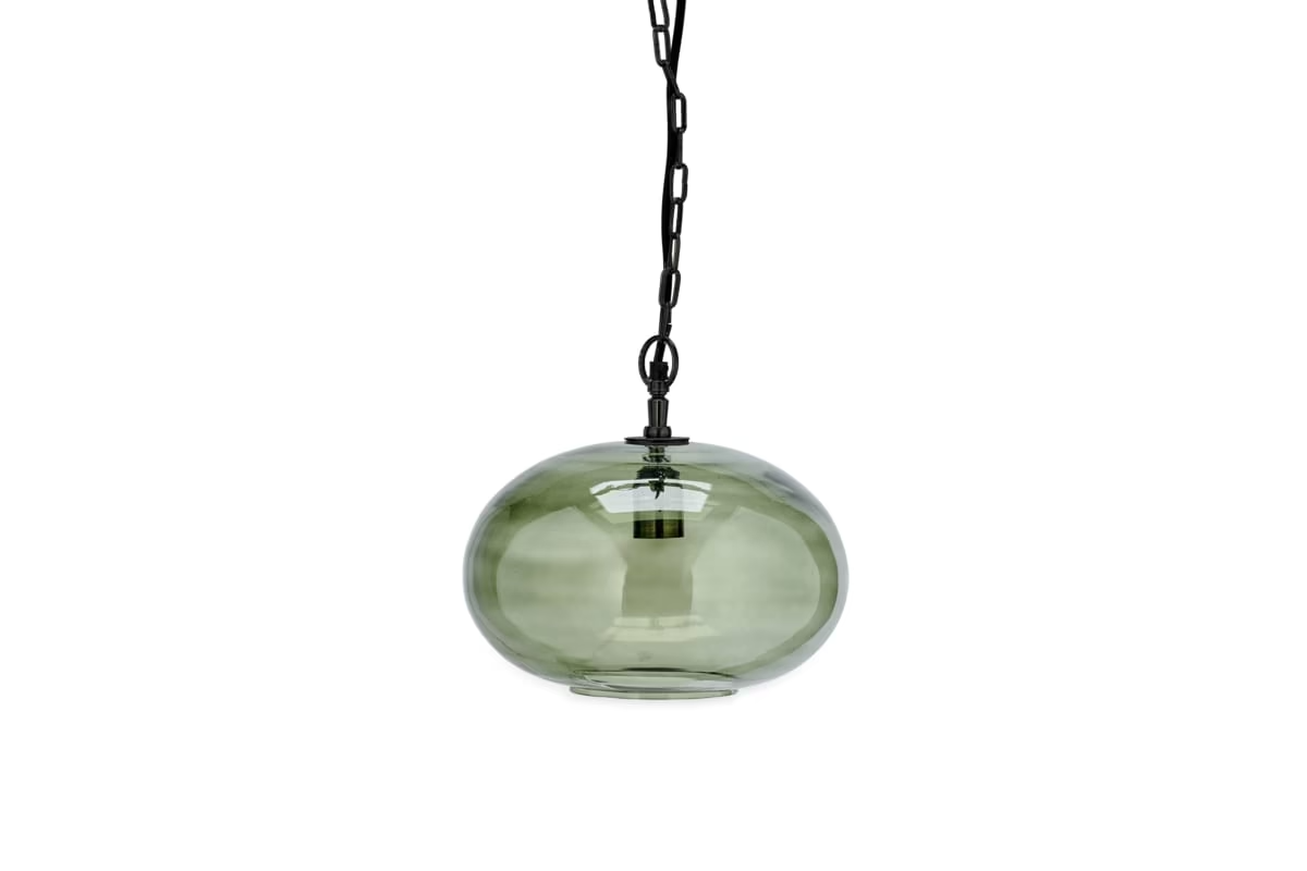 Nkuku - Otoro Recycled Glass Pendant Light - Green - Small Round
