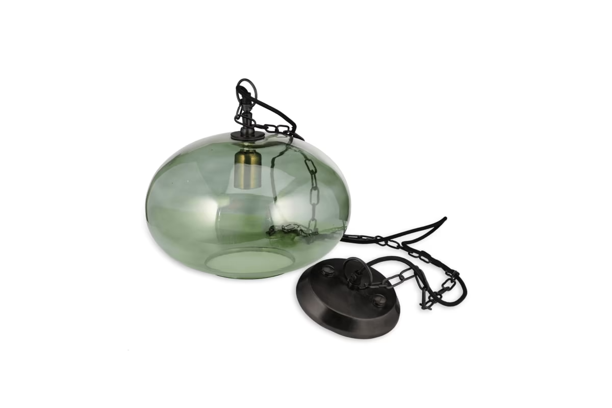 Nkuku - Otoro Recycled Glass Pendant Light - Green - Small Round