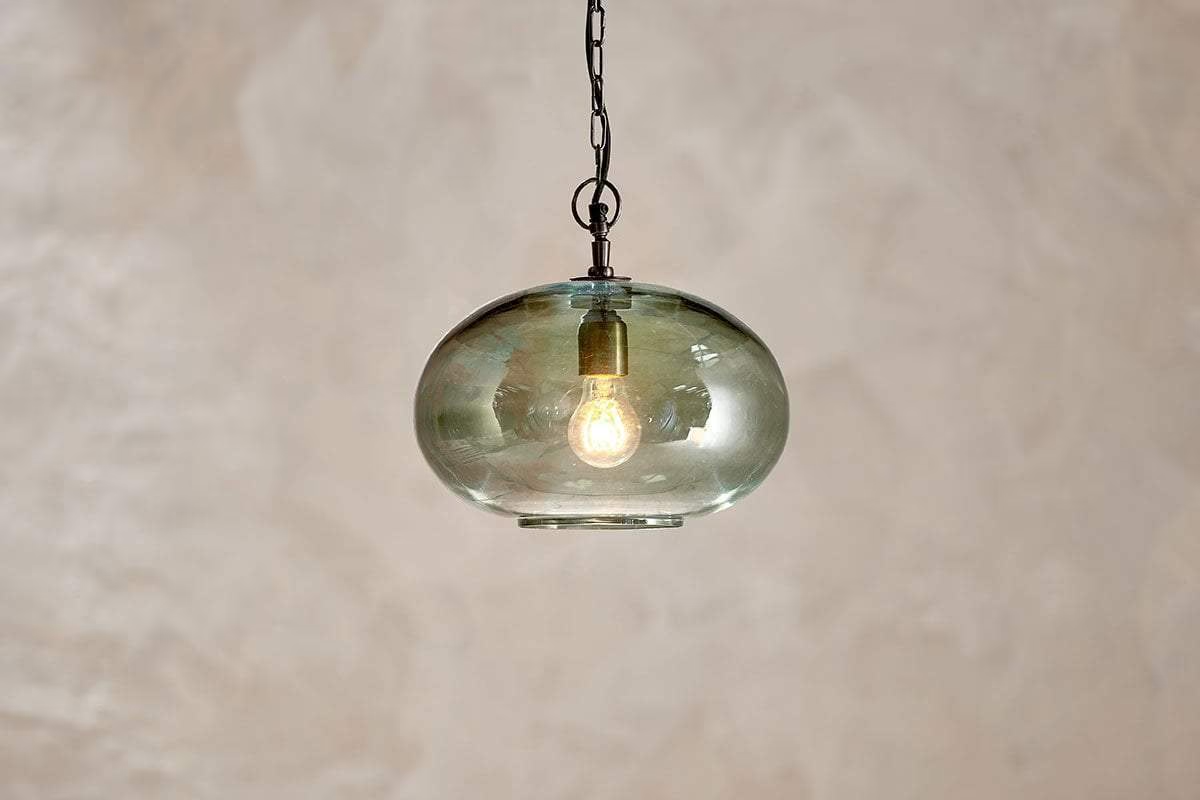 Nkuku - Otoro Recycled Glass Pendant Light - Green - Small Round