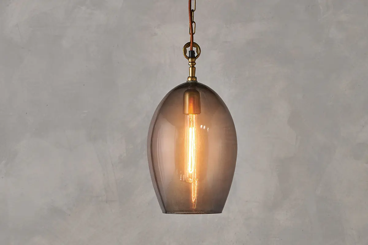 Nkuku - Otoro Recycled Glass Pendant Light - Smoke - Large Oval