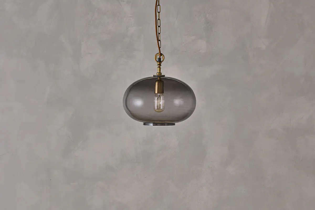 Nkuku - Otoro Recycled Glass Pendant Light - Smoke - Small Round