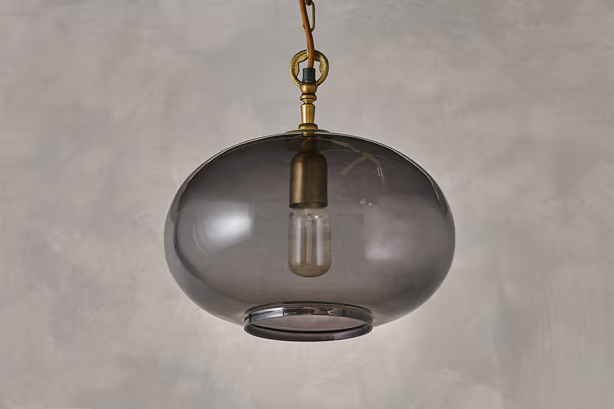 Nkuku - Otoro Recycled Glass Pendant Light - Smoke - Small Round