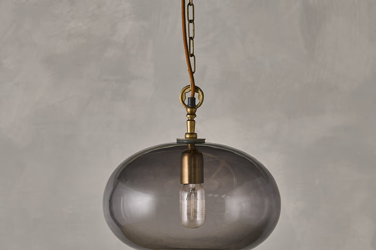 Nkuku - Otoro Recycled Glass Pendant Light - Smoke - Small Round