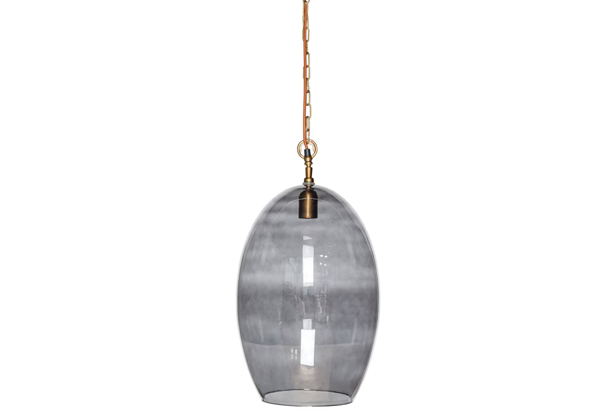 Nkuku - Otoro Recycled Glass Pendant Light - Smoke - Large Oval