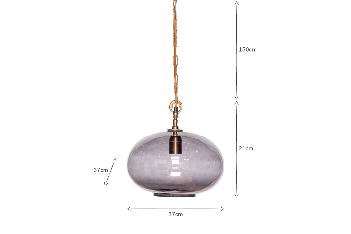 Nkuku - Otoro Recycled Glass Pendant Light - Smoke - Small Round